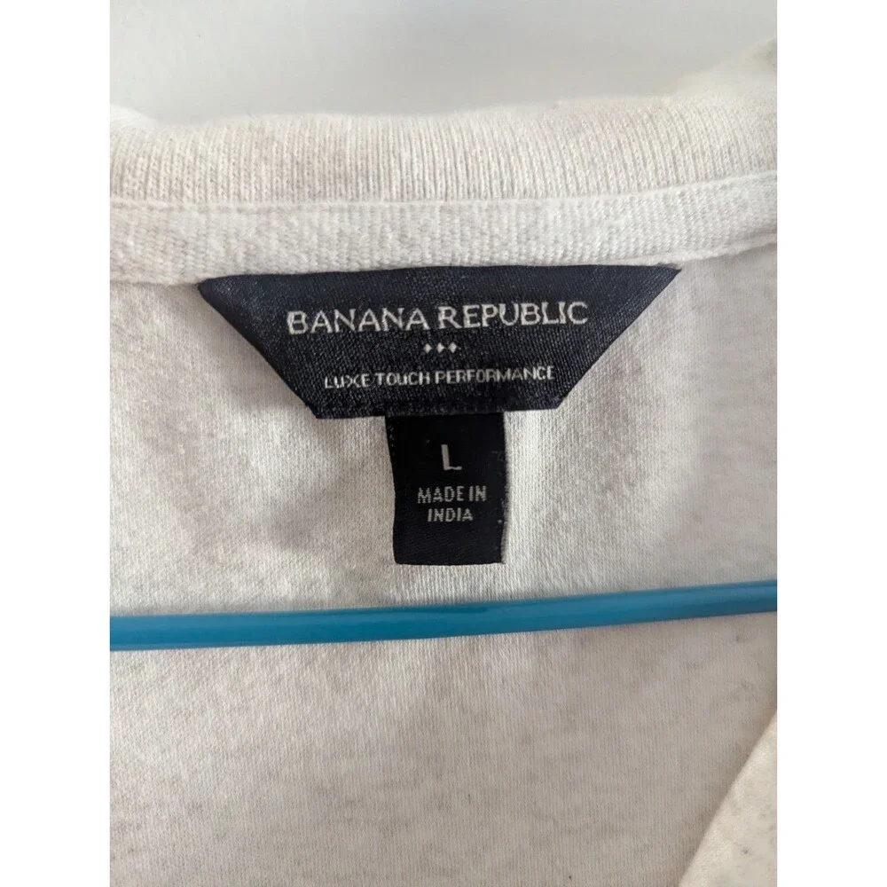 Banana Republic Men's Luxe Touch Performance Polo shirt Sz L Cream quiet luxury